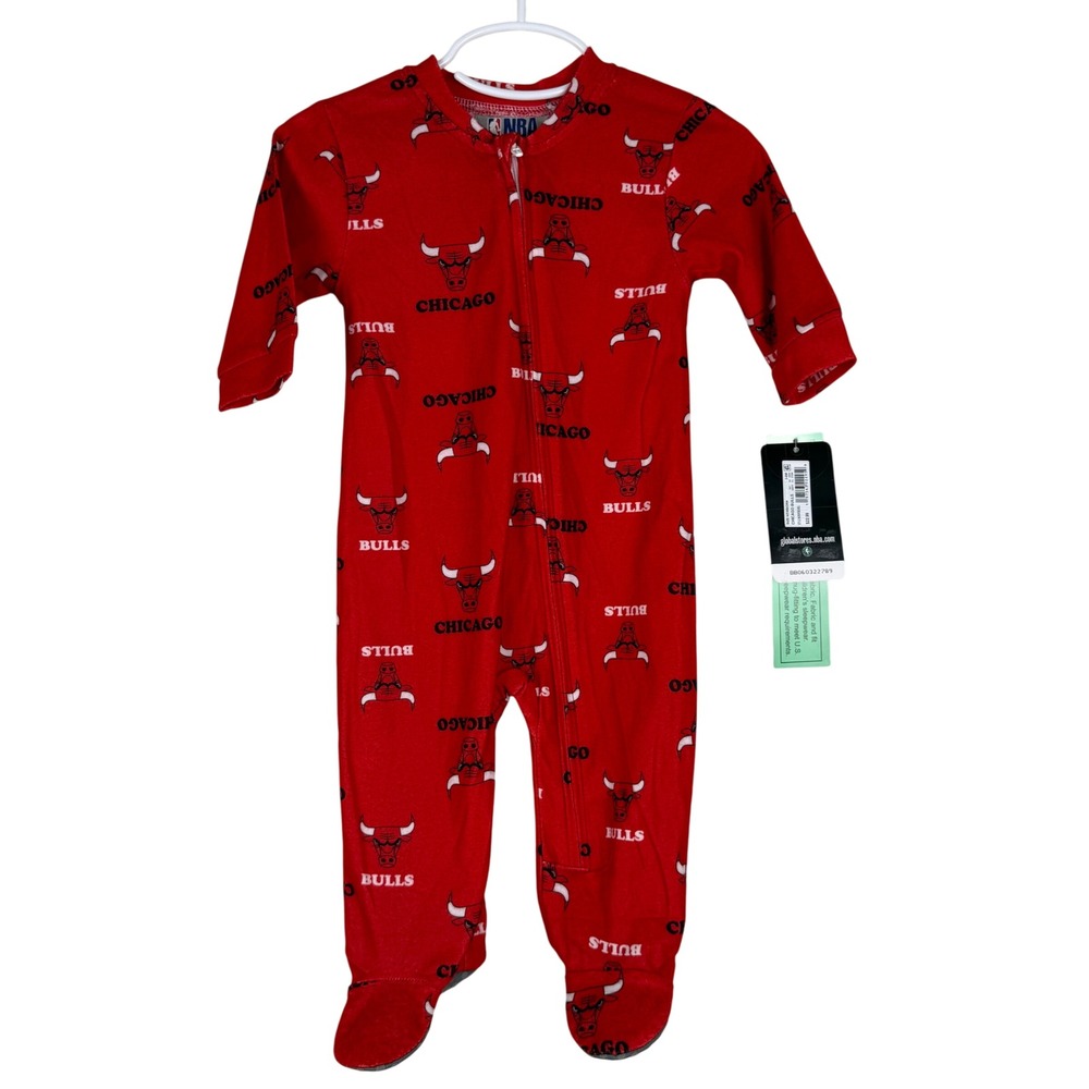 NBA Chicago Bulls Newborn 3-6 Months‎ Red Footed Pajamas Sleepsuit Jumpsuit NWT